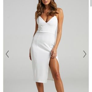 Showpo- Green dress not white BIG IDEAS MIDI DRESS - THIGH SPLIT DRESS